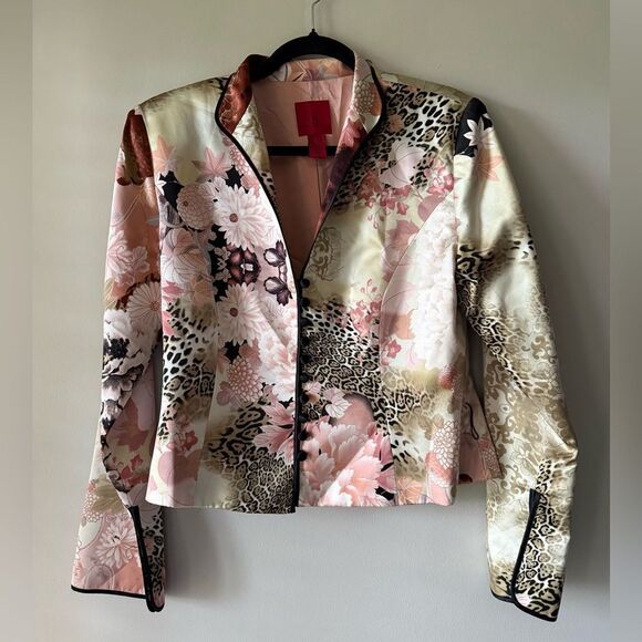 JS Collections Vintage Silk Floral Print Women's Jacket Size 14 - Picture 1 of 10